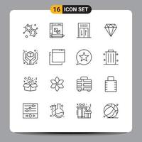 Universal Icon Symbols Group of 16 Modern Outlines of great great elevator gam jewel Editable Vector Design Elements