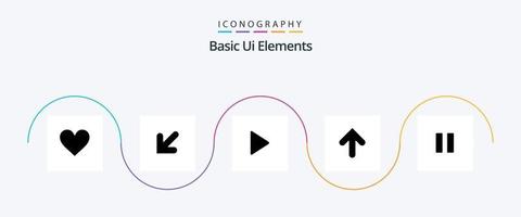 Basic Ui Elements Glyph 5 Icon Pack Including media. upload. control. up. arrow vector