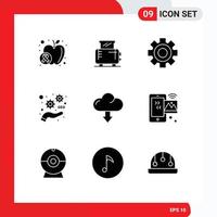 Set of 9 Modern UI Icons Symbols Signs for arrow optimize cog seo development Editable Vector Design Elements