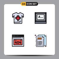 Set of 4 Modern UI Icons Symbols Signs for shirt error leaf typing http error Editable Vector Design Elements