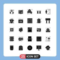 Group of 25 Solid Glyphs Signs and Symbols for fired door balloon spices paper Editable Vector Design Elements