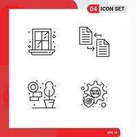 4 Universal Line Signs Symbols of interior living archive page protection Editable Vector Design Elements