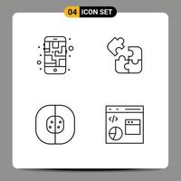 4 User Interface Line Pack of modern Signs and Symbols of map biology route science chemistry Editable Vector Design Elements