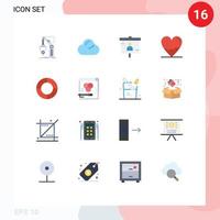 Set of 16 Modern UI Icons Symbols Signs for science heart business biology seo Editable Pack of Creative Vector Design Elements