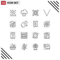 Modern Set of 16 Outlines and symbols such as fatty acid folder global account bottom Editable Vector Design Elements