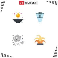 Pack of 4 creative Flat Icons of light funnel lamp filter carbon dioxide Editable Vector Design Elements