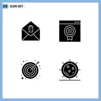 4 Universal Solid Glyph Signs Symbols of mail target award online disease Editable Vector Design Elements