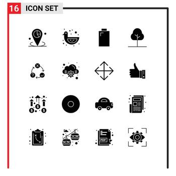 Pictogram Set of 16 Simple Solid Glyphs of issues daily toy nature tree Editable Vector Design Elements