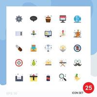 Pack of 25 Modern Flat Colors Signs and Symbols for Web Print Media such as gdpr store cupcake shopping ecommerce Editable Vector Design Elements