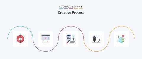 Creative Process Flat 5 Icon Pack Including process. process. idea. pen. design vector