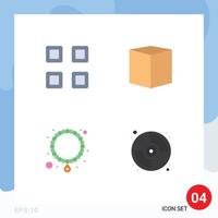 4 Thematic Vector Flat Icons and Editable Symbols of grid necklace view delivery cd Editable Vector Design Elements