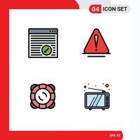 Stock Vector Icon Pack of 4 Line Signs and Symbols for browser safety webpage warning float Editable Vector Design Elements