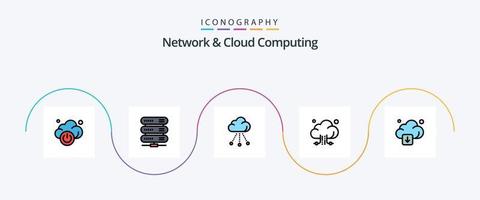 red y nube informática línea lleno plano 5 5 icono paquete incluso . conexión. tecnología. flecha vector