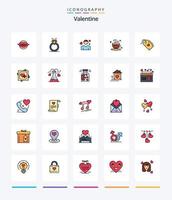 Creative Valentine 25 Line FIlled icon pack  Such As tea. cup. marriage. heart. avatar vector