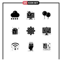 Set of 9 Modern UI Icons Symbols Signs for gears shopping business solution purchases discount Editable Vector Design Elements