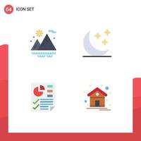 4 Creative Icons Modern Signs and Symbols of mountains page moon weather contact Editable Vector Design Elements