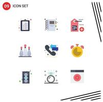 Set of 9 Modern UI Icons Symbols Signs for call phone tag help pins Editable Vector Design Elements