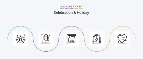 Celebration and Holiday Line 5 Icon Pack Including wedding. love. shopping. celebration. hotel vector