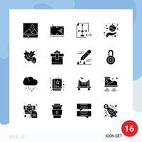 Pictogram Set of 16 Simple Solid Glyphs of autumn holidays coding christmas file Editable Vector Design Elements