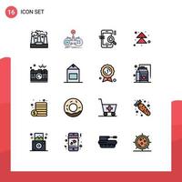 16 Thematic Vector Flat Color Filled Lines and Editable Symbols of up forward gaming arrow seo Editable Creative Vector Design Elements