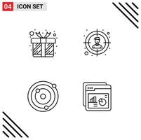 Group of 4 Filledline Flat Colors Signs and Symbols for gift planets box user chart Editable Vector Design Elements