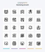 Creative Marketing Growth 25 OutLine icon pack  Such As marketing icon. grid. growth. globe. marketing vector