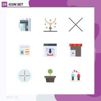 9 User Interface Flat Color Pack of modern Signs and Symbols of download bank holiday document basic Editable Vector Design Elements