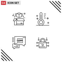 4 User Interface Line Pack of modern Signs and Symbols of box security chat cloudy temperature loucked Editable Vector Design Elements