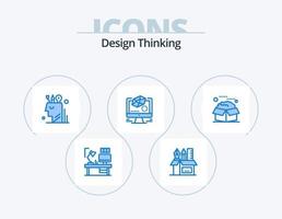 Design Thinking Blue Icon Pack 5 Icon Design. modeling. animationd. scale. stationary. mind vector