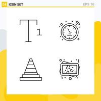 4 Thematic Vector Filledline Flat Colors and Editable Symbols of font tools signal cone memory Editable Vector Design Elements