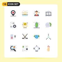 Flat Color Pack of 16 Universal Symbols of develop reporting man analysis data Editable Pack of Creative Vector Design Elements