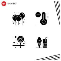 Universal Solid Glyphs Set for Web and Mobile Applications balloons love decoration temperature ice cream Editable Vector Design Elements