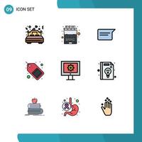 Universal Icon Symbols Group of 9 Modern Filledline Flat Colors of sale tag marketing intelligence market ui Editable Vector Design Elements