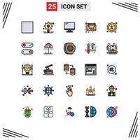 Modern Set of 25 Filled line Flat Colors Pictograph of badge sold computer sign pc Editable Vector Design Elements