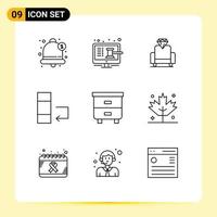 9 Thematic Vector Outlines and Editable Symbols of furniture decor shop swap change Editable Vector Design Elements