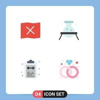 Pictogram Set of 4 Simple Flat Icons of location list biochemistry dangerous notepad Editable Vector Design Elements