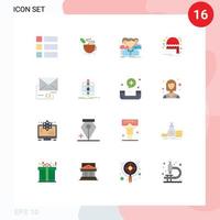 Mobile Interface Flat Color Set of 16 Pictograms of document santa hat group santa online Editable Pack of Creative Vector Design Elements