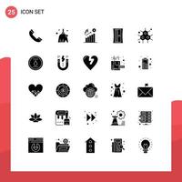 Mobile Interface Solid Glyph Set of 25 Pictograms of science chemist business tool education Editable Vector Design Elements