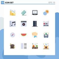 Pictogram Set of 16 Simple Flat Colors of album markets computer global laptop Editable Pack of Creative Vector Design Elements