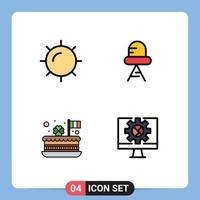 Modern Set of 4 Filledline Flat Colors Pictograph of nature festival diode cake computer Editable Vector Design Elements