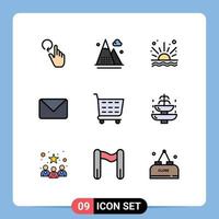 9 9 creativo íconos moderno señales y símbolos de comercio electrónico SMS naturaleza correo playa editable vector diseño elementos