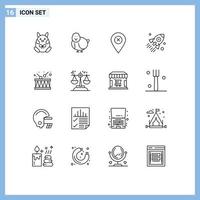 16 User Interface Outline Pack of modern Signs and Symbols of choice local launch instrument project Editable Vector Design Elements