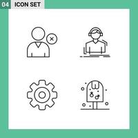 4 Universal Line Signs Symbols of delete media engineer meloman multimedia Editable Vector Design Elements