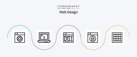 Web Design Line 5 Icon Pack Including area. graph. designer. grid. lock vector