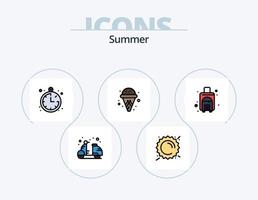 verano línea lleno icono paquete 5 5 icono diseño. . cama. viajar. playa. Dom vector