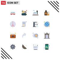 16 User Interface Flat Color Pack of modern Signs and Symbols of savings finance space bank money Editable Pack of Creative Vector Design Elements