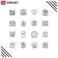 Stock Vector Icon Pack of 16 Line Signs and Symbols for cafe growth love money box Editable Vector Design Elements