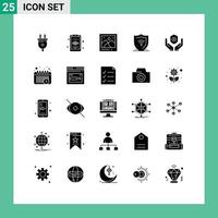 Set of 25 Commercial Solid Glyphs pack for handcare medicine photo medical protect Editable Vector Design Elements