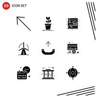 Pictogram Set of 9 Simple Solid Glyphs of phone call analytics power wind Editable Vector Design Elements