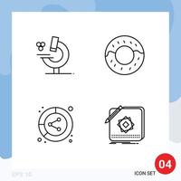 Pack of 4 Modern Filledline Flat Colors Signs and Symbols for Web Print Media such as education share donut conversion app Editable Vector Design Elements